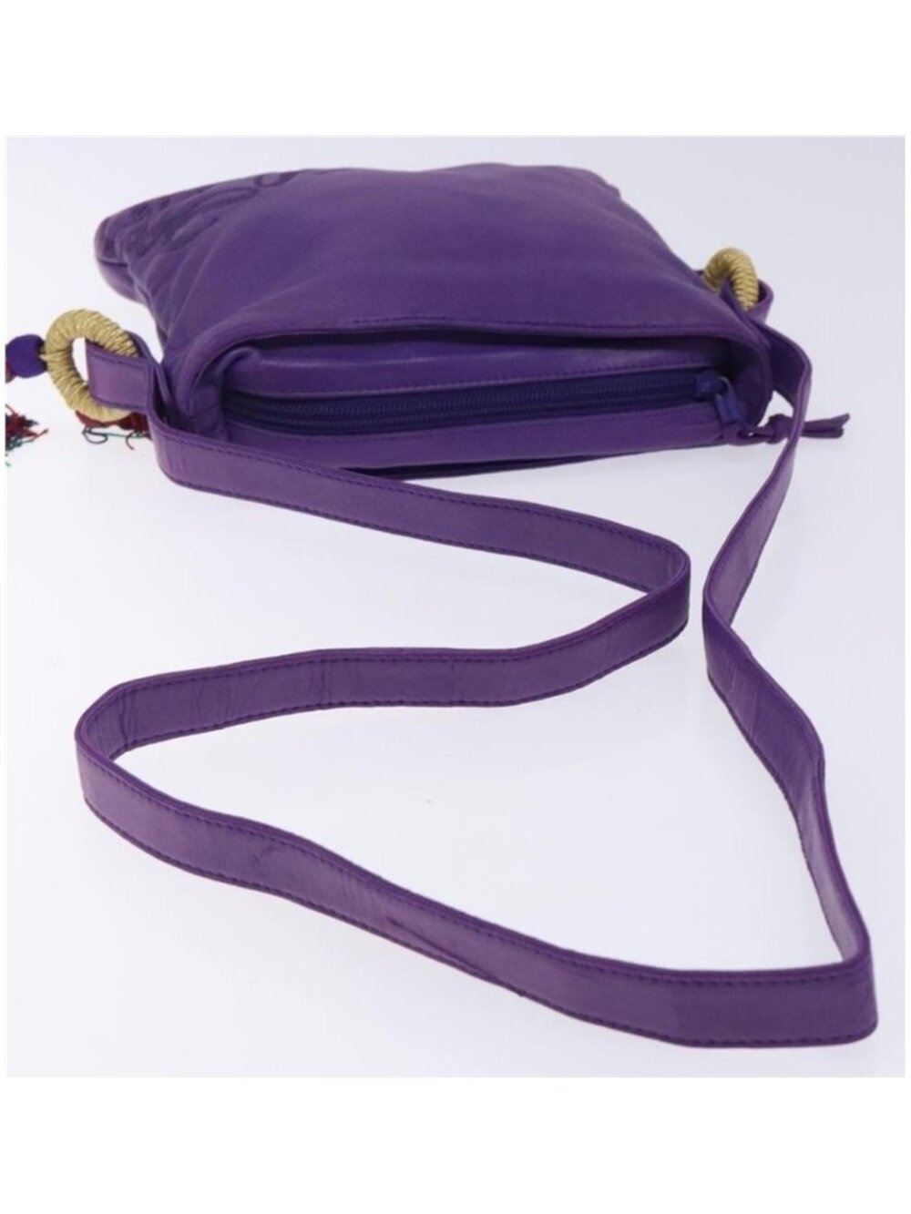 Authentic LOEWE Anagram Shoulder Bag Leather Purple Gold - Picture 12 of 16